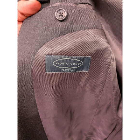 Pronto Uomo Platinum 2-Pcs Charcoal Suit Jacket Blazer 38R Pants 32X28 Wool - Picture 11 of 16